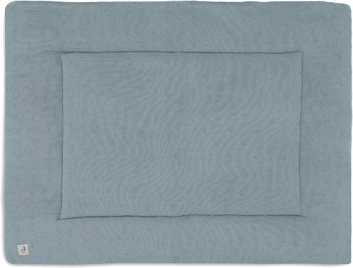 Jollein – Laufgittermatte 75 x 95 cm – Baby-Spielmatte – gemütlicher Strick, meergrün