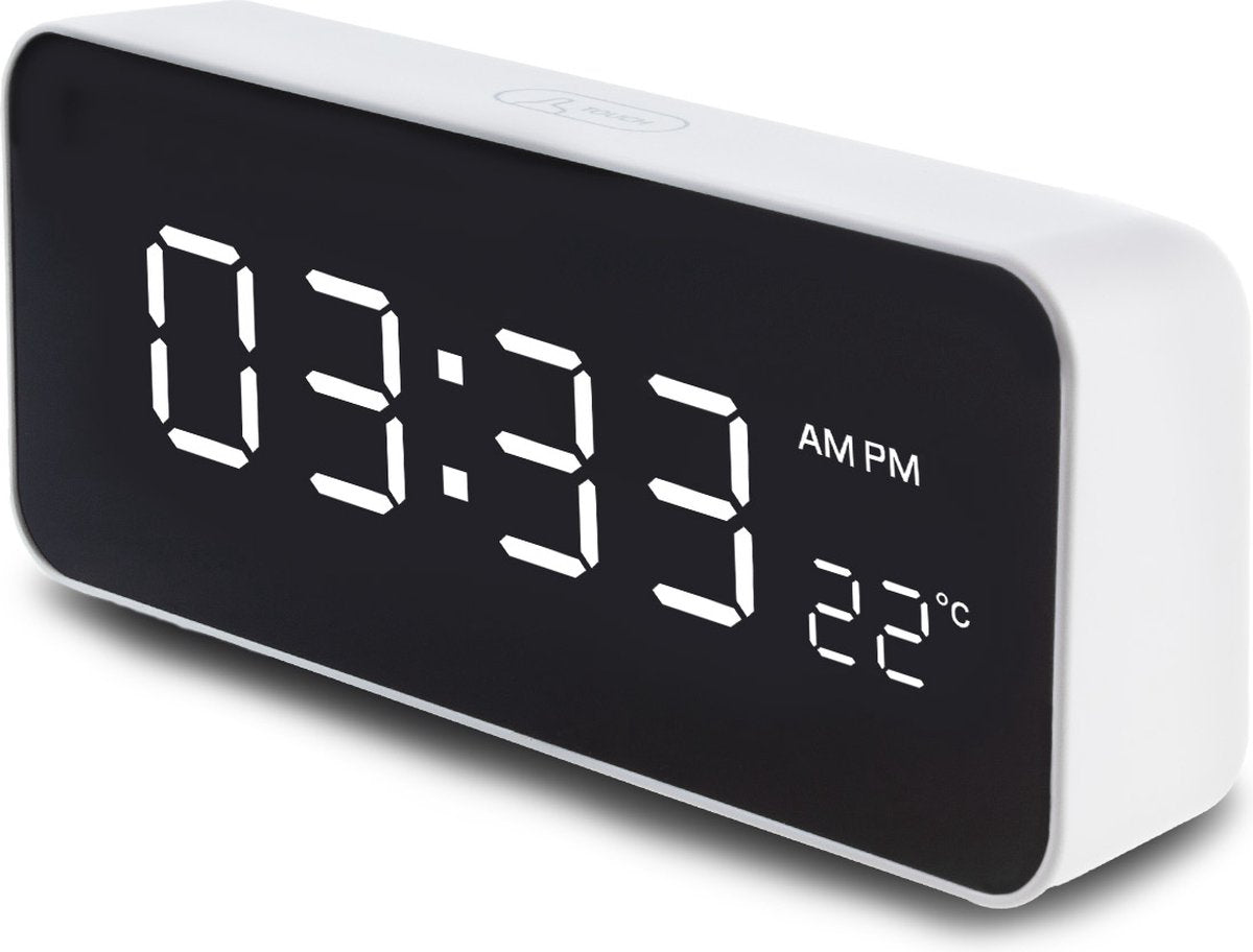 Greenblue GB397 – Digitaler Wecker mit Alarm und Thermometer – Uhr – USB-Kabel – Weiß