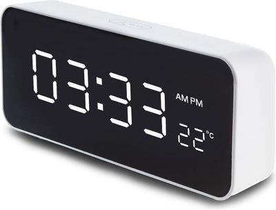 Greenblue GB397 – Digitaler Wecker mit Alarm und Thermometer – Uhr – USB-Kabel – Weiß
