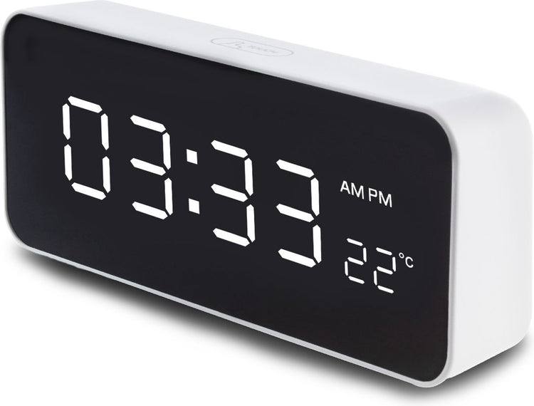 Greenblue GB397 – Digitaler Wecker mit Alarm und Thermometer – Uhr – USB-Kabel – Weiß