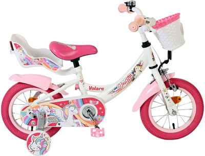 Volare Einhorn Kinderfahrrad - Mädchen - 12 Zoll - Weiß