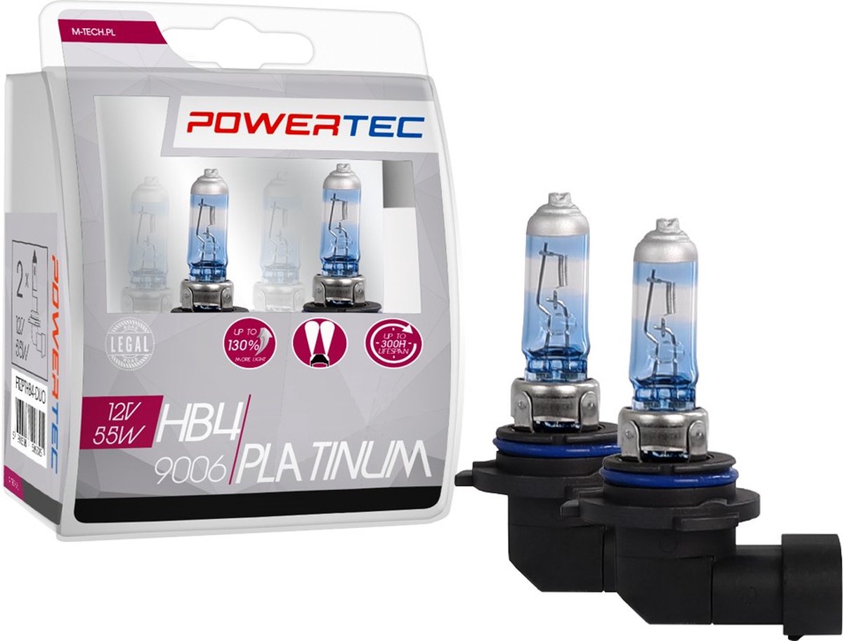 Powertec HB4 12V Platinum +130% Set – extra helles Autolicht