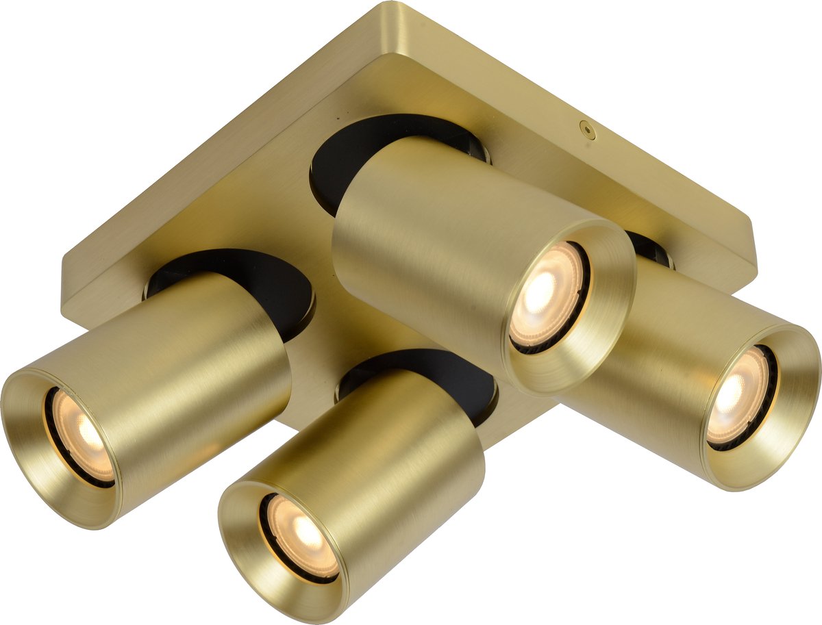 Lucide Nigel – Deckenstrahler (Deckenleuchte) – LED dim to warm – GU10 – 4 x 5 W 2200 K 3000 K – mattgoldenes Messing