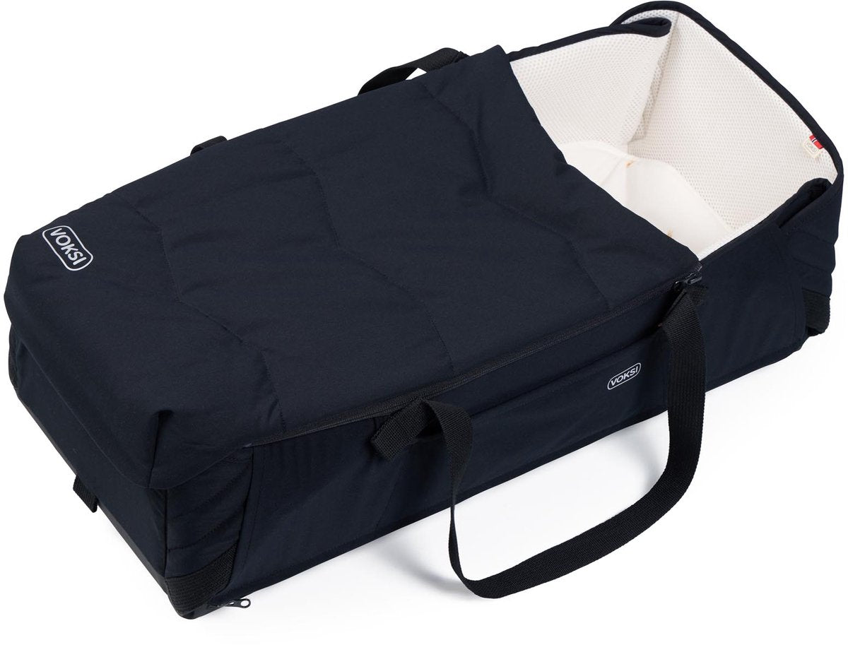 Voksi Carry Me – Babynest – tragbares Babynest – Reisebett – Babynest – Tragekorb – Schwarz Creme
