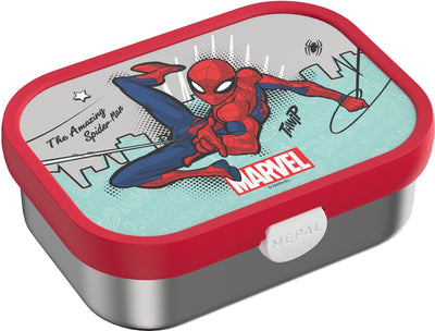 Mepal Edelstahl Bento Lunchbox Campus – 750 ml – Lunchbox mit Fächern für Kinder – geeignet für 4 Sandwiches – Edelstahl Lunchbox – Spiderman