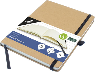 Kangaro-Notizbuch – A5 – Kraftpapier – mit Linie – mit Gummiband, Band und Stiftschlaufe – k-552141