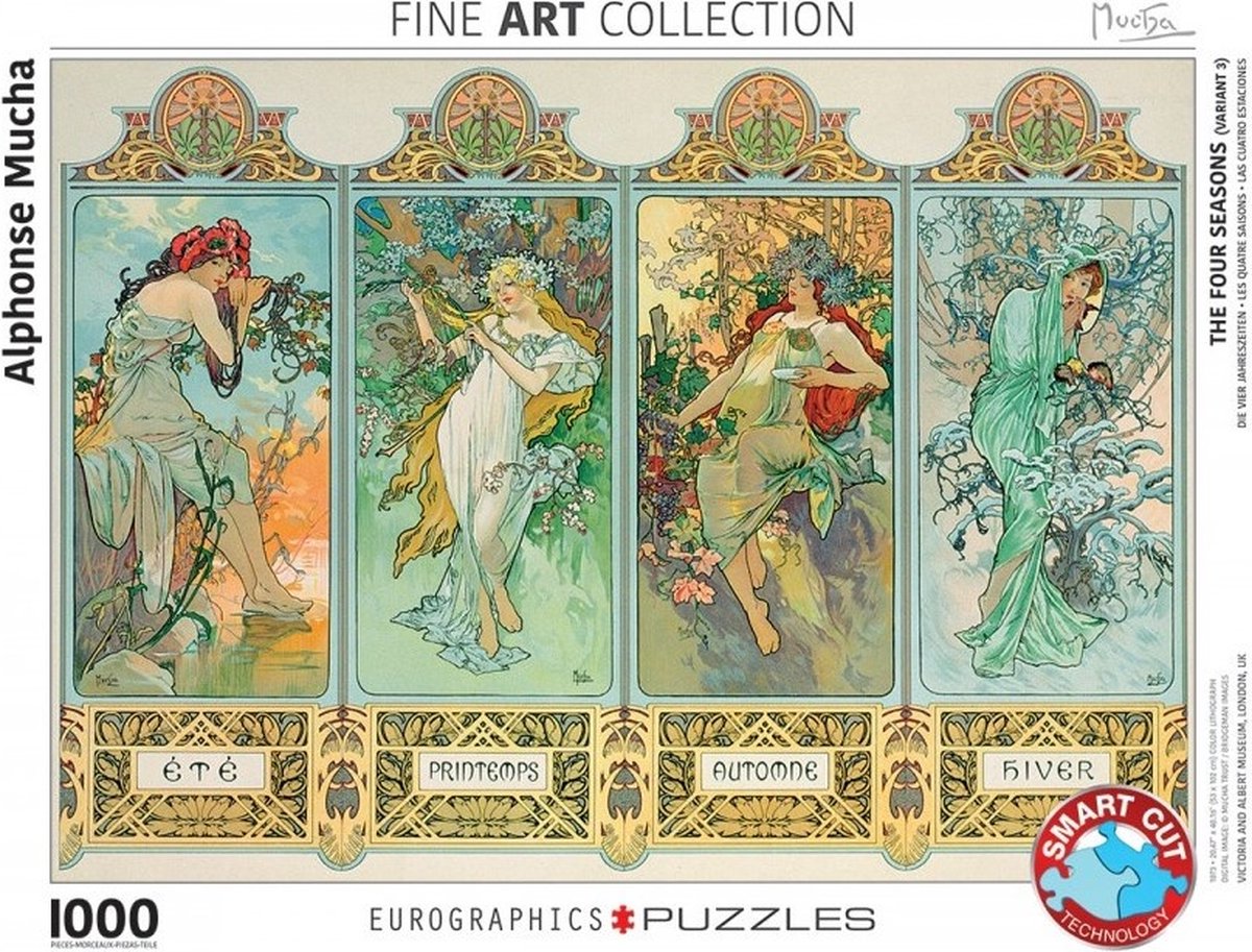 Eurographics – Die vier Jahreszeiten [les quatre saisons] – Alphonse Maria Mucha – 1000 Teile 68×48 cm (B×H) – Kunstpuzzle