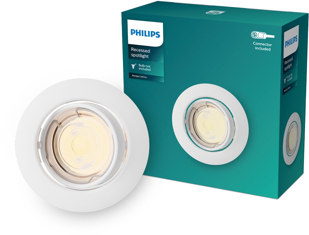 Philips LED Philips Peridot Einbaustrahler – GU10-Fassung – weiß – rund – ausrichtbarer Strahler