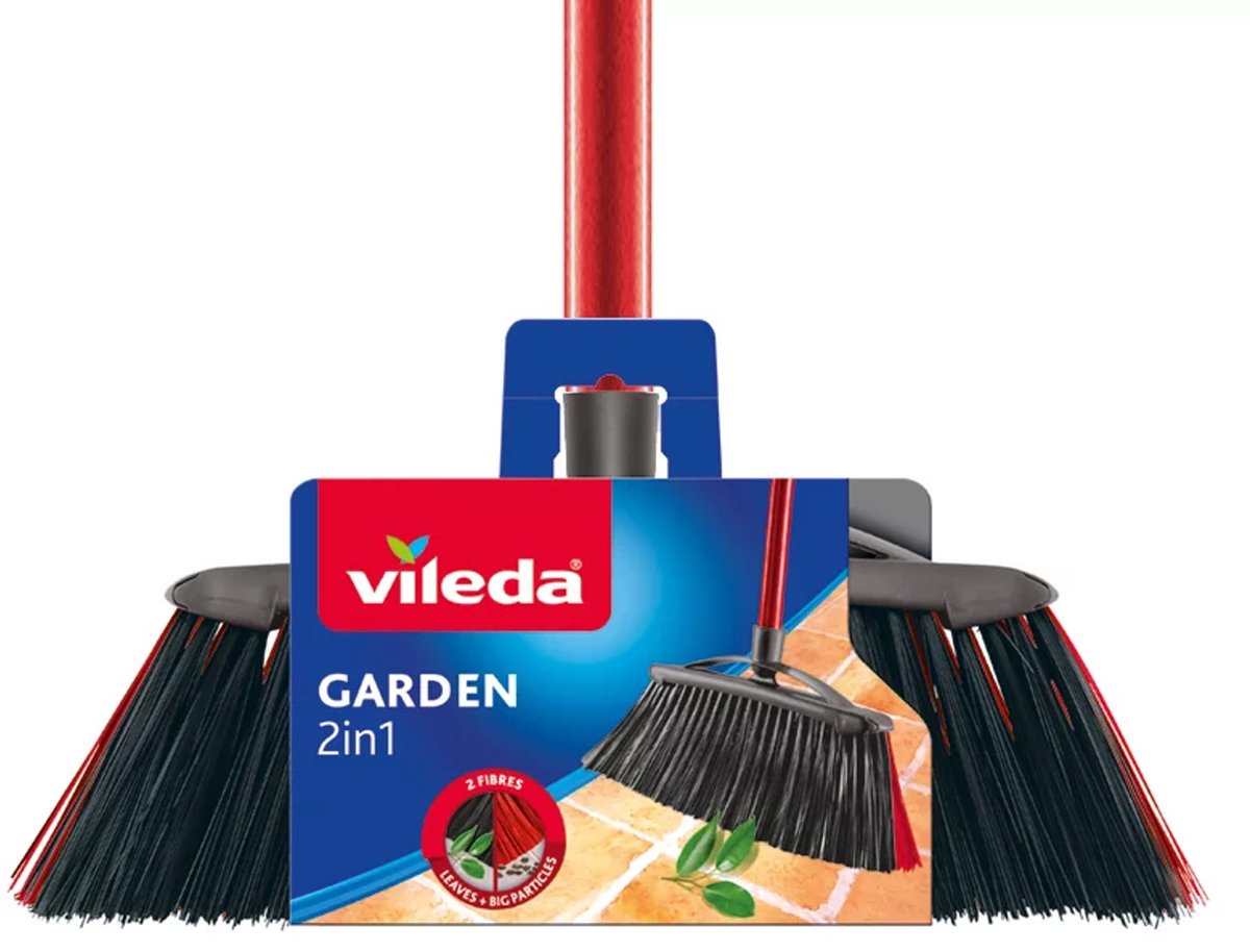 Vileda Bürste Outdoor Besen 2in1 Garten + Stiel