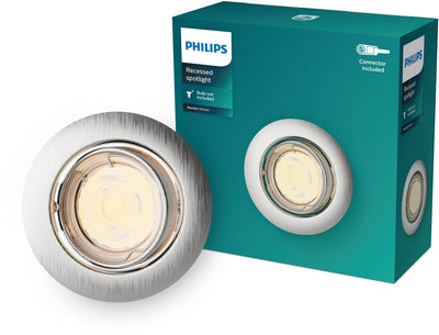 Philips LED Philips Peridot Einbaustrahler – GU10-Fassung – Nickel – rund – ausrichtbarer Strahler