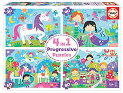 Educa Puzzle-Set Fantasy Friends – 4-in-1-Kinderpuzzles aus Pappe.