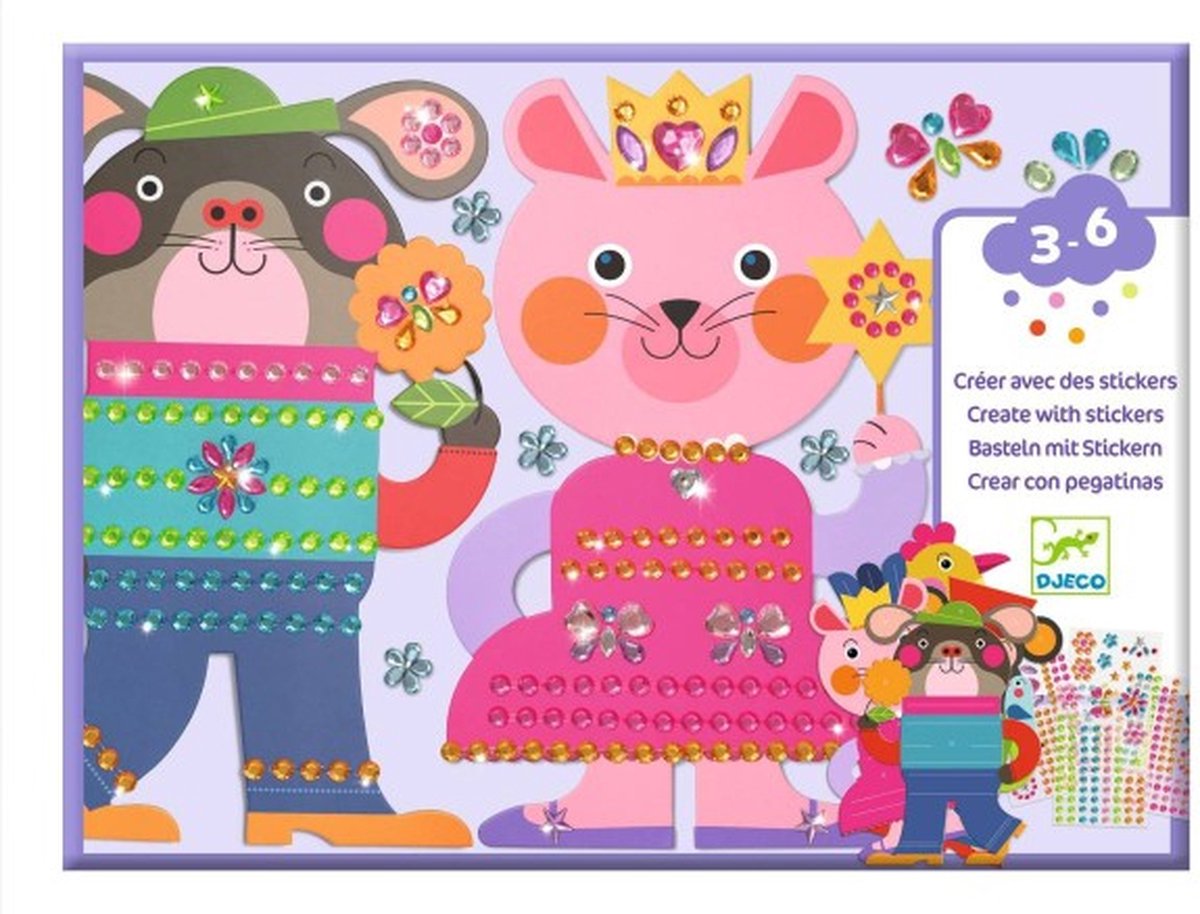 Djeco Aufkleber-Bastelpaket glitzert Tiere – Kreativset.