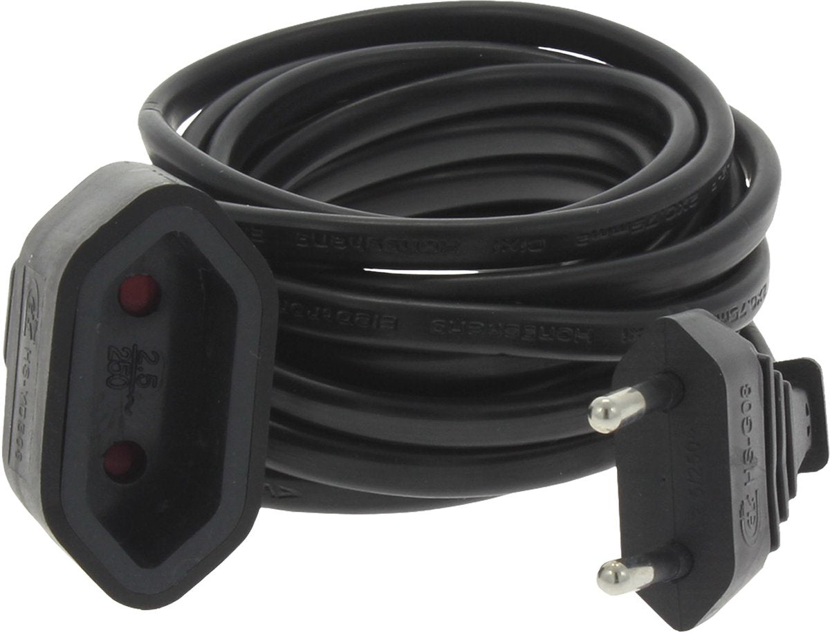 Q-Link-Verlängerungskabel – Euro – H03VVH2-F – 2 x 0,75 mm² – 3 m – Schwarz