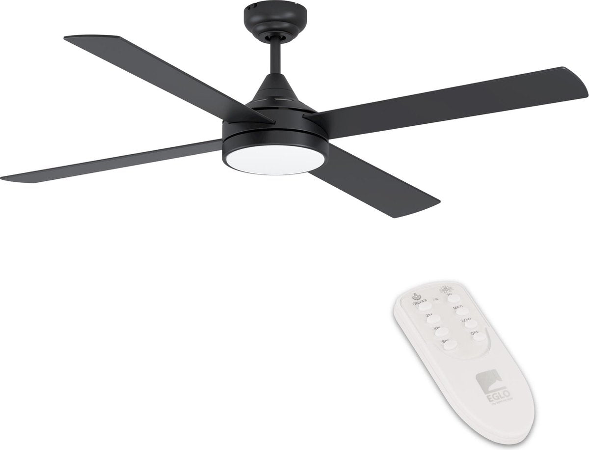 Eglo Trinidad Deckenleuchte mit Ventilator – 122 cm – AC längere Lebensdauer – Schwarz – dimmbar – einstellbares weißes Licht