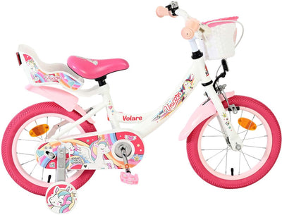 Volare Einhorn Kinderfahrrad - Mädchen - 14 Zoll - Weiß