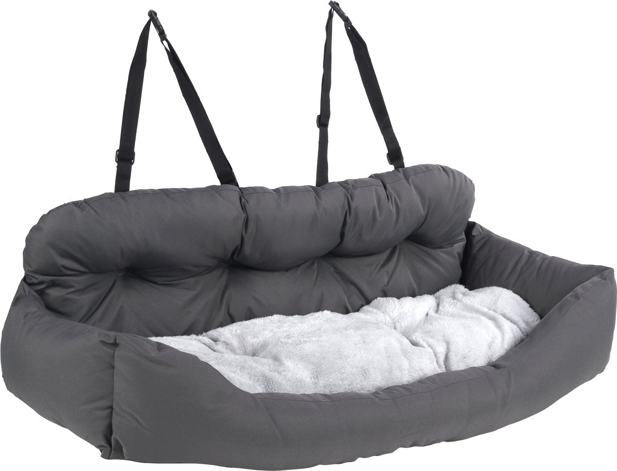 Flamingo Autositz Hund – Autositz Orlando Grau – 100x57x20cm – sicher bequem – für Rücksitz