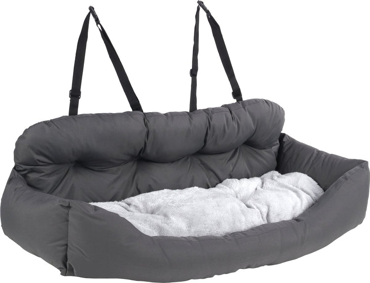 Flamingo Autositz Hund – Autositz Orlando Grau – 100x57x20cm – sicher bequem – für Rücksitz