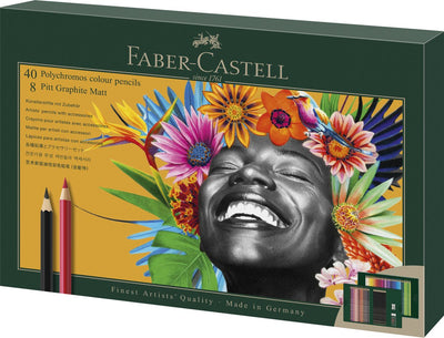 Faber-Castell Zeichenset – Polychromos und Pitt Graphit matt – 50-teilig – fc-210054