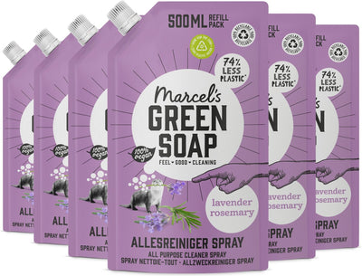 Marcel's Green Soap Allzweckreiniger-Sprühnachfüllung – Lavendel-Rosmarin – 6 x 500 ml
