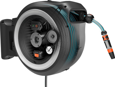 Gardena Powerroll XL Akku-Schlauchaufroller-Set – grau-weiß – 35 m