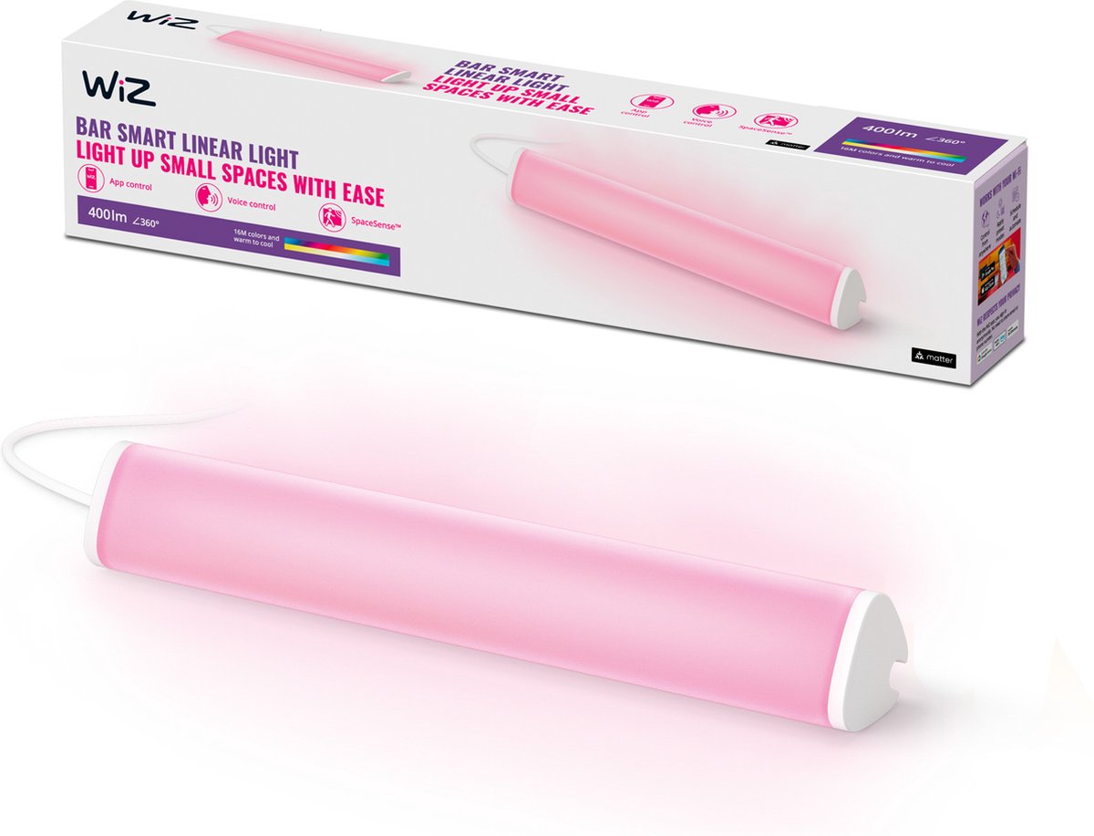 Wiz Tischleuchte mit linearer Lichtleiste – farbiges und weißes Licht – intelligente LED-Beleuchtung – modernes Design – WLAN