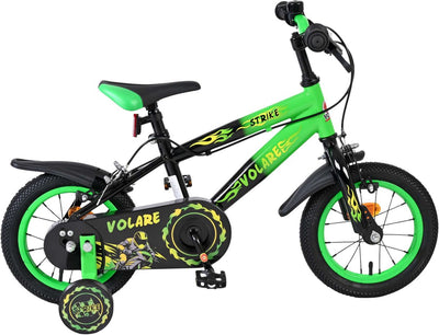 Volare Strike Kinderfahrrad – Jungen – 12 Zoll – Schwarz Grün – Zwei Handbremsen