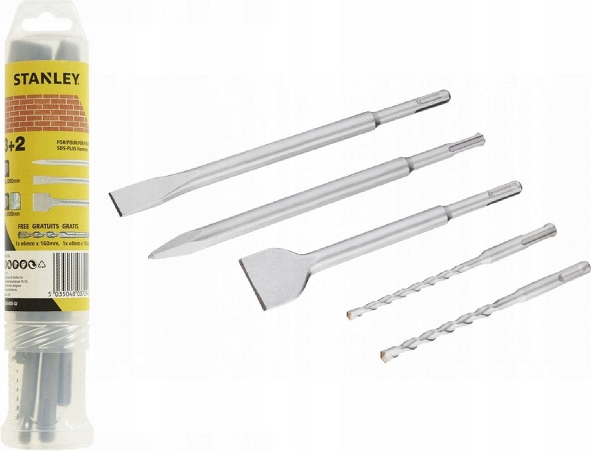Stanley Meißel und Bohrer SDS+ 5 im Set, ø6x160, 8x160, Spitzmeißel Sta54400-xj