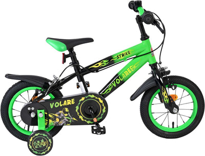 Volare Strike Kinderfahrrad – Jungen – 12 Zoll – Schwarz Grün – Zwei Handbremsen