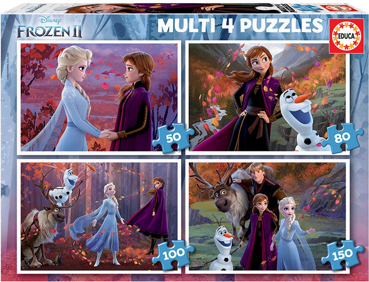 Educa - 4 Puzzles - 50-80-100-150 Teile - Puzzle - Disney Frozen