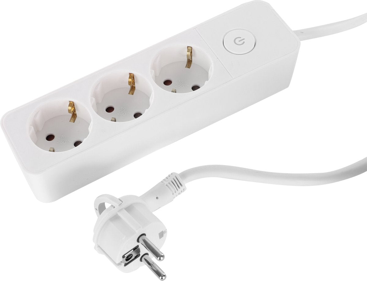 Q-Link-Steckdose – 3-fach – mit Schalter – flach – 3 x 1,5 mm – 1,5 m – PVC – weiß