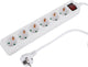 Q-Link-Steckdose - 6-fach - Schutzkontakt - mit Schalter - 3 x 1,5 mm² - 1,5 m - Weiß