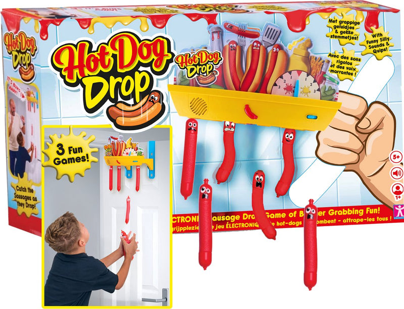 Gear2play Hot-Dog-Drop-Spiel – Fang die fallenden Würstchen – lustiges Familien-Actionspiel