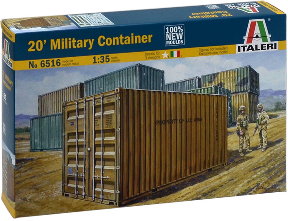 Italeri Modellbausatz Militärfahrzeuge – 6516 20 Fuß Militärcontainer aus Kunststoff – 1:35 – Modellbau