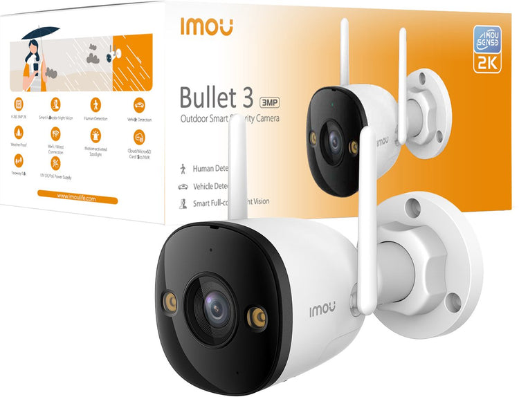 Imou Bullet 3 2K WLAN-Außenkamera – IP67 – KI-Personenerkennung – Nachtsicht – Zwei-Wege-Audio – Weiß