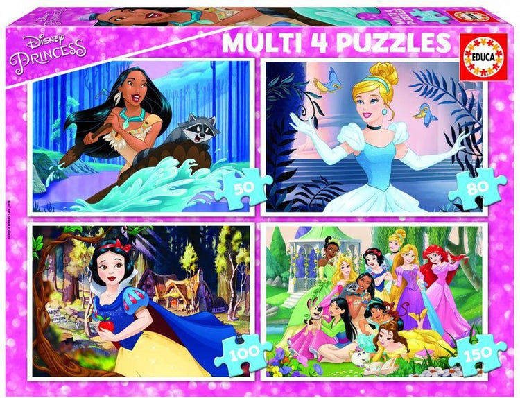 Educa - Puzzle Disney-Prinzessinnen - 4 Puzzles mit je 50, 80, 100 und 150 Teilen