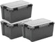 Iris Outdoor-Aufbewahrungsbox mit Polycarbonat-Deckel – 45 l – beste Allround-Wahl – wasserdicht, luftdicht – Kunststoff – grau transparent schwarz – 3er-Set