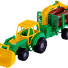 Cavallino Toys Cavallino Junior Traktor mit Tippanhänger und Holz, 46 cm