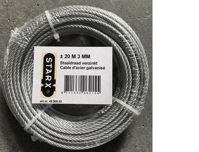 Starx – verzinkter Stahldraht – 3 mm Dicke – Rolle 20 Meter Länge
