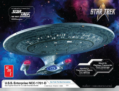 Amt-Weltraummodellbausatz – 1429 U.S.S. Enterprise NCC-1701-D – Star Trek – transparenter geformter Kunststoff – 1:1400 – Modellbau