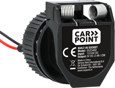 Carpoint Einbausteckdose USB-A + USB-C – 12 24 V – 5 Volt 2,4 Ampere – Laden von bis zu zwei Geräten – Staubschutzhülle zum Schutz der USB-Anschlüsse