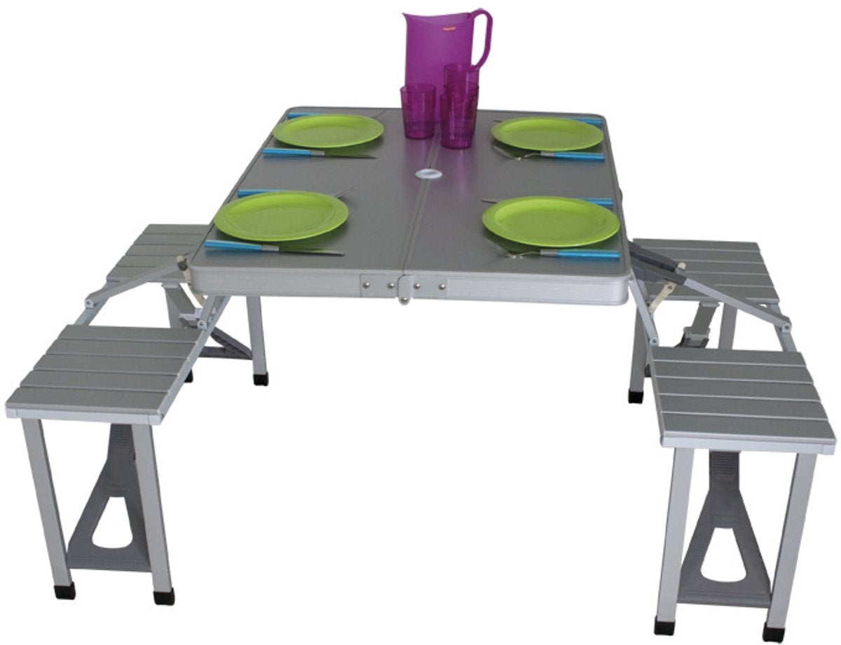Camping Table Limoux 86 x 68 cm Aluminiumgrau