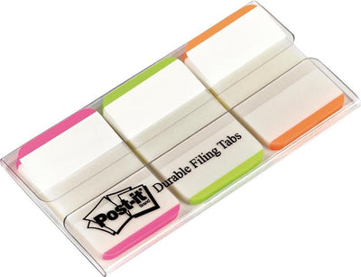 Post-it®-Index stark, weißer Hintergrund, rosa, grün, orange, 25,4 x 38 mm, 22 Tabs im Farbspender