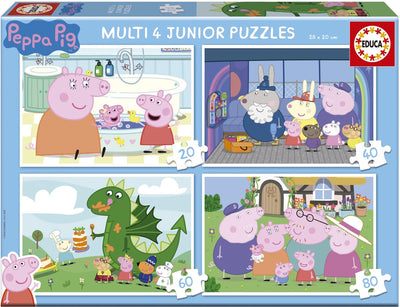 Educa Peppa Pig Puzzle-Set – 4 Puzzles für Kinder – 20 bis 80 Teile.