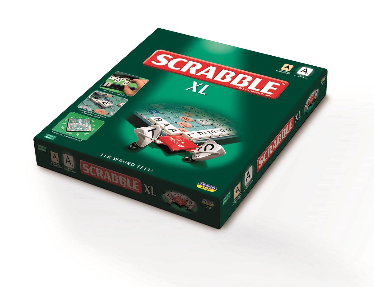 Megableu Scrabble XL – das klassische Wortspiel im Extragroßformat – Brettspiel für die ganze Familie – 2–4 Spieler – große Buchstaben mit Tilelock-System