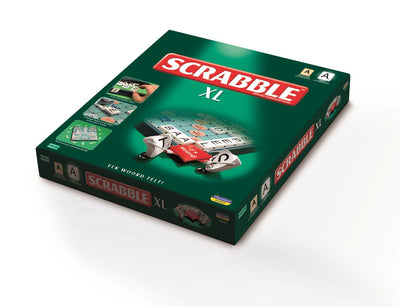 Megableu Scrabble XL – das klassische Wortspiel im Extragroßformat – Brettspiel für die ganze Familie – 2–4 Spieler – große Buchstaben mit Tilelock-System
