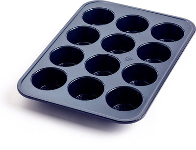 Blaue Diamant-Muffinform – 12 Stück – PFAS-freie Antihaftbeschichtung – Keramik-Backschicht – ofenfest bis 230 °C – blau