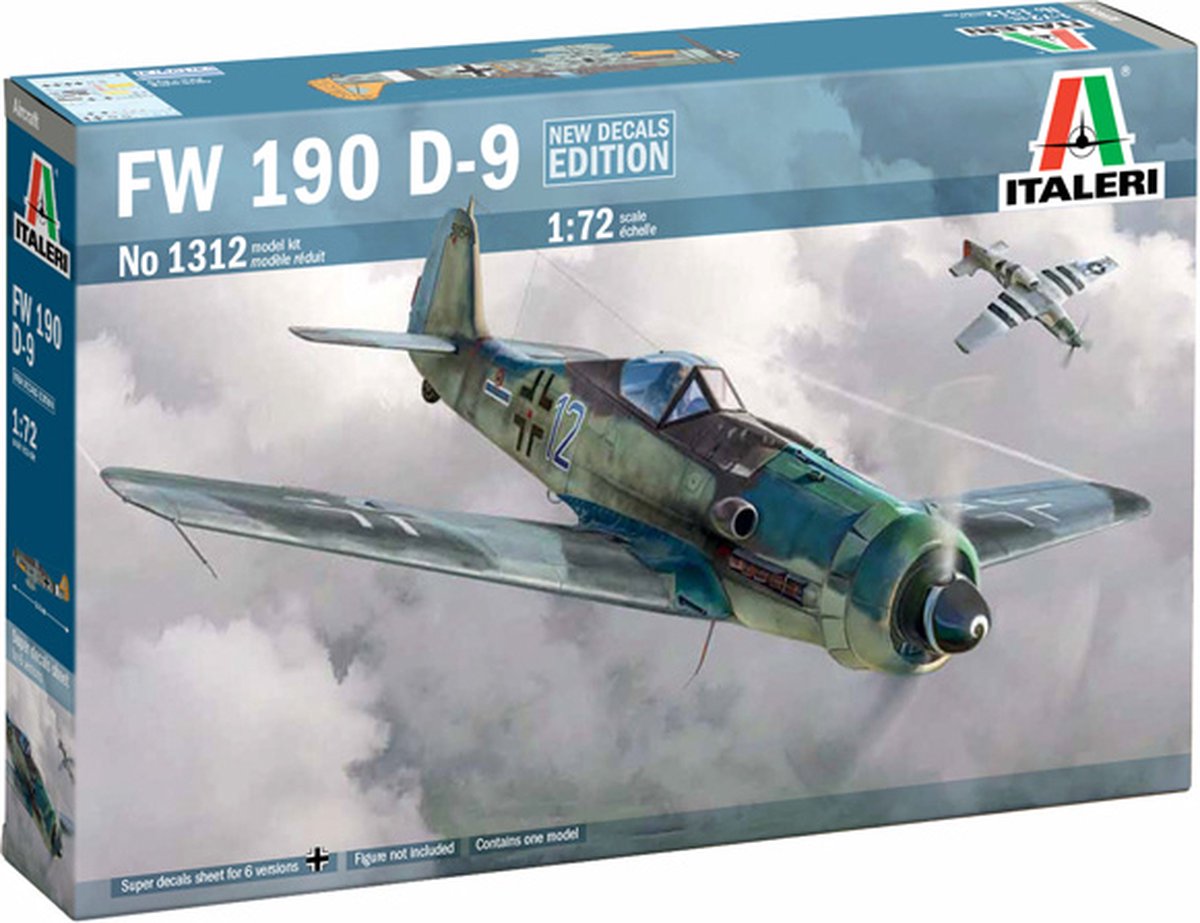 Italeri Modellbausatz Flugzeug – 1312 Focke-Wulf FW 190d-9 – Flugzeug aus Kunststoff – 1:72 – Modellbau
