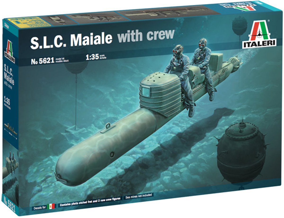 Italeri Modellbausatz Militärfahrzeuge - 5621 s.l.c. Maiale mit Crew aus Kunststoff – 1:35 – Modellbau