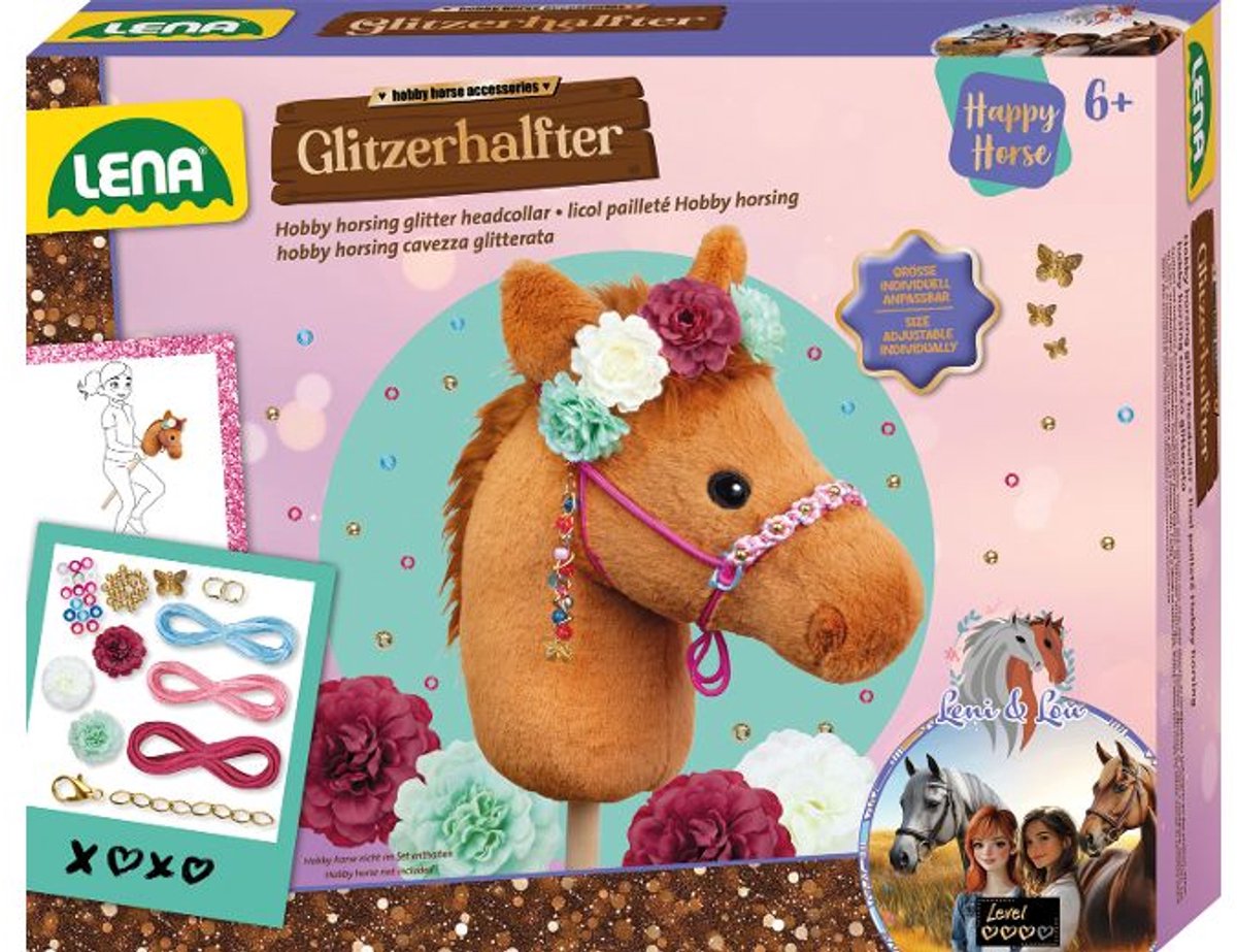 Lena Hobby Horsing Bastelset Glitzerzaum mit Perlen und Blumen.