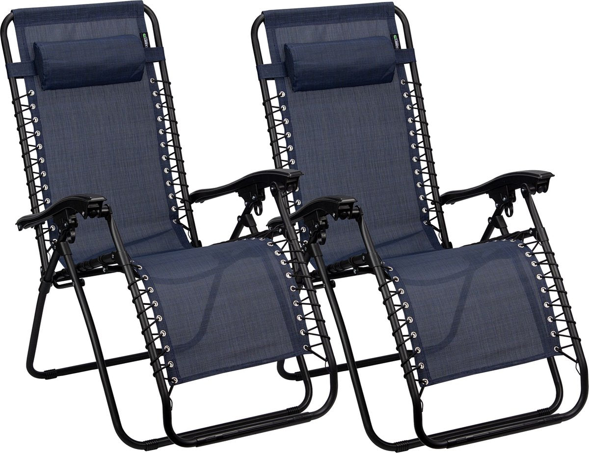 Abbey Camp Campingstuhl – Gartenstuhl – verstellbar – 2er-Set – Marineblau